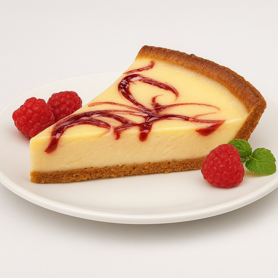 Classic Raspberry Swirl Cheesecake
